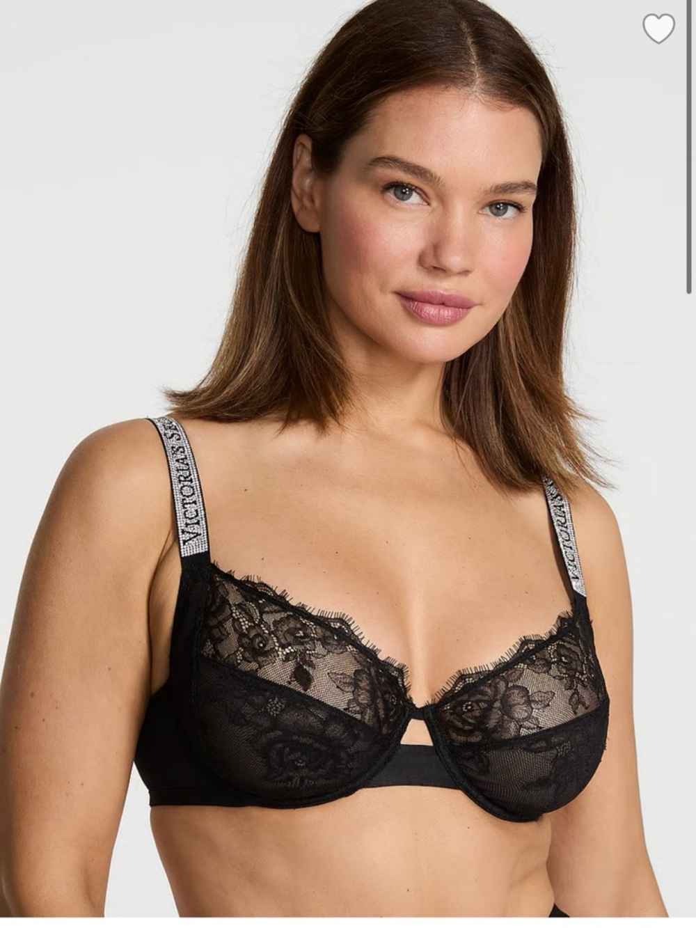 NEW VSX Black Shine Strap Lace Unlined Full Cup Bra & 2 VSX Panties